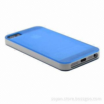 Blue and White Double Color TPU Case for iPhone 5 with Customer Logo, Flexible to Install